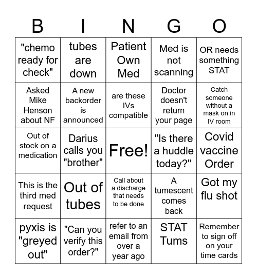 Pharmacy Week 2025 Bingo Card