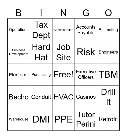 Tutor Perini Bingo Card