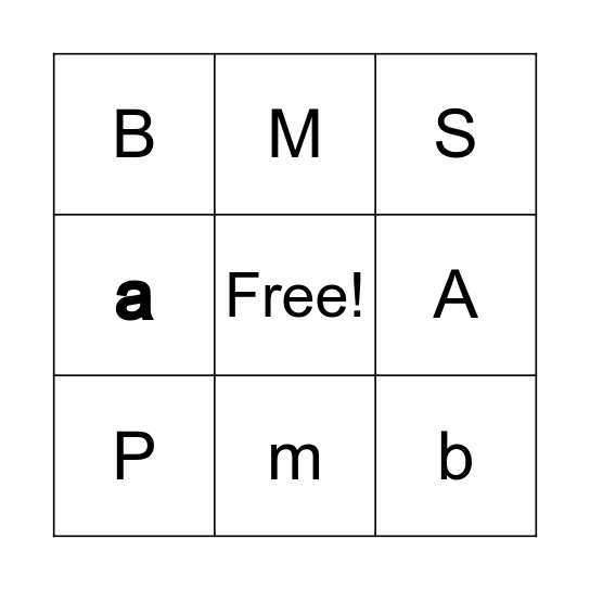 Letter and Sound Review Bingo Card