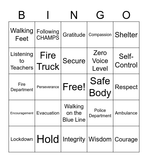 Safety BINGO Card