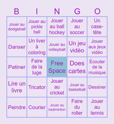 Les Pass-Temps Bingo Card