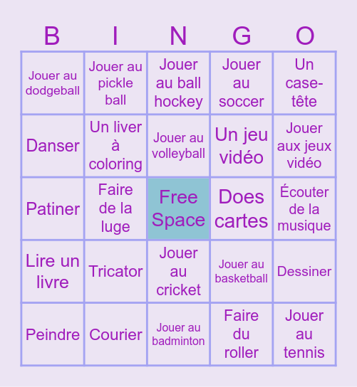 Les Pass-Temps Bingo Card