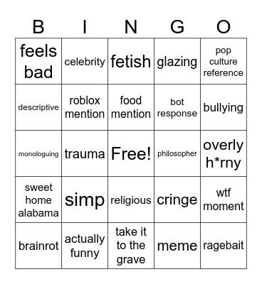 Chub Bingo Card