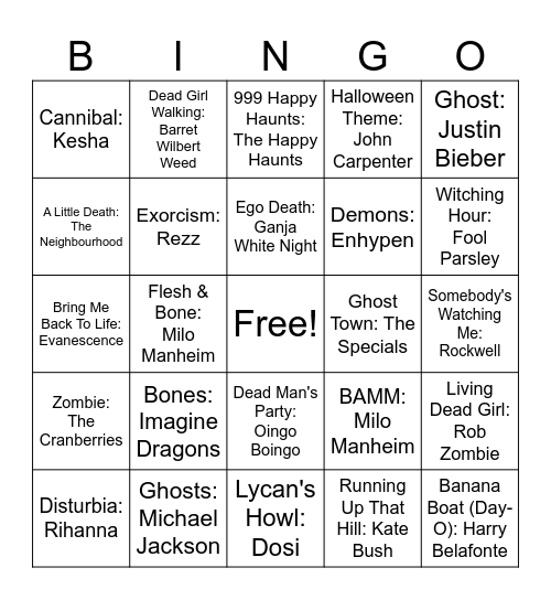 Spooky Szn 2 Bingo Card