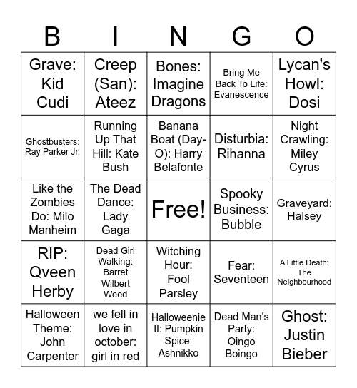 Spooky Szn 2 Bingo Card