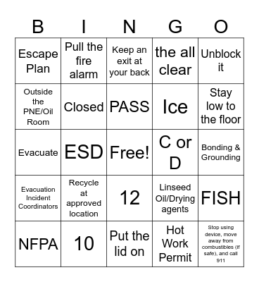 Fire Safety Bingo Card