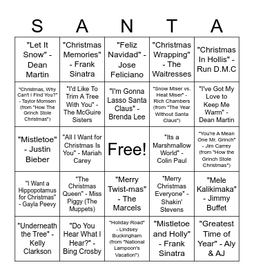 Christmas Party Bingo Card