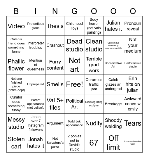 3rd Floor Bingo Card