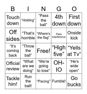 Football Bingo Card