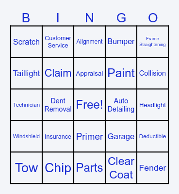 Gerber Collision & Glass Bingo Card