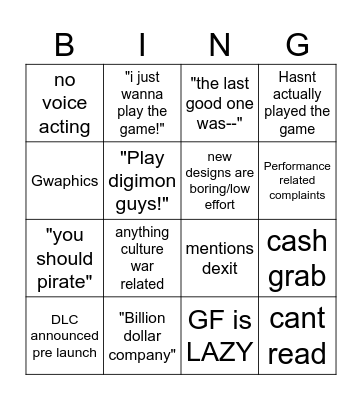 Anti pokemon video bingo Card