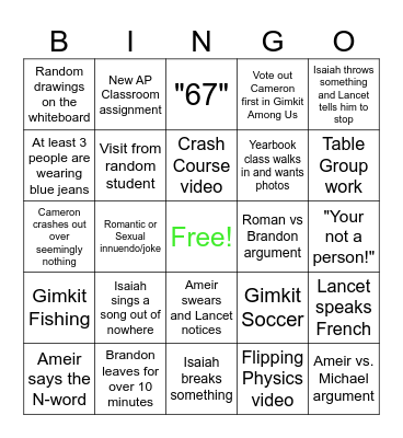 '25 physics bingo Card