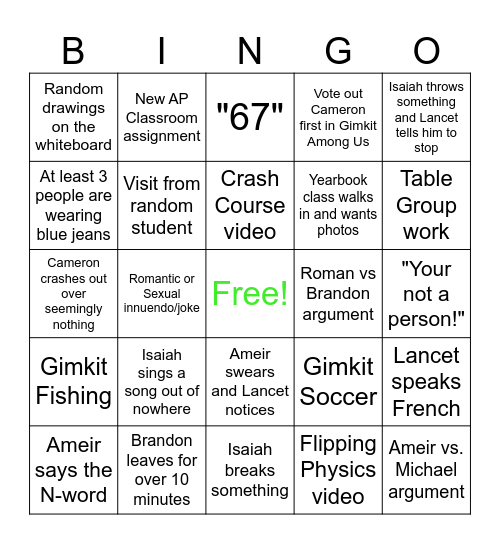 '25 physics bingo Card