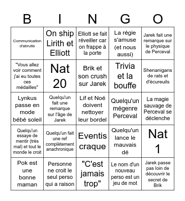 Table Quest Bingo Card