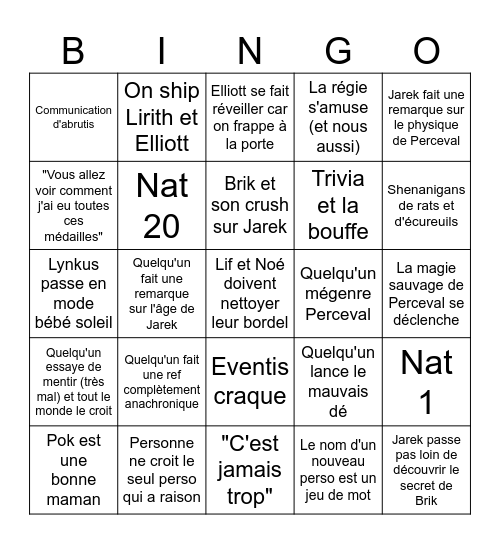 Table Quest Bingo Card