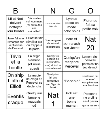 Table Quest Bingo Card