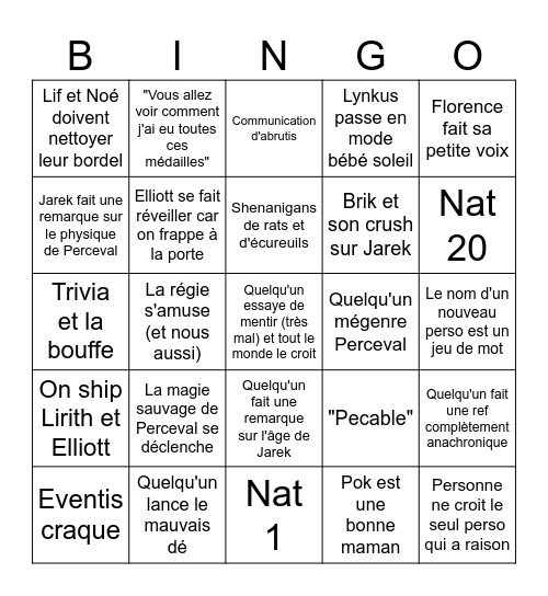 Table Quest Bingo Card