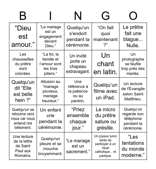 Bingo mariage béarnais Bingo Card