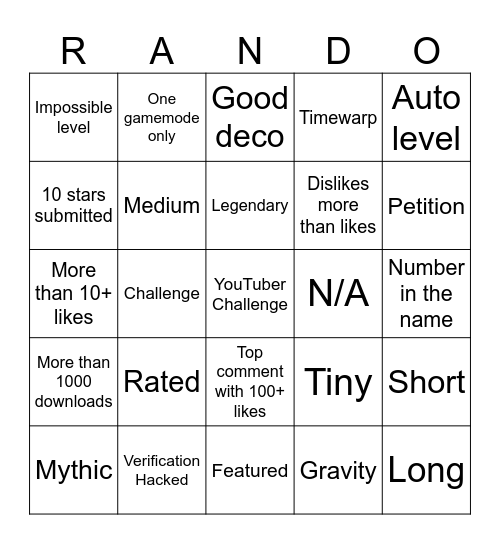 Random Tab Bingo Card