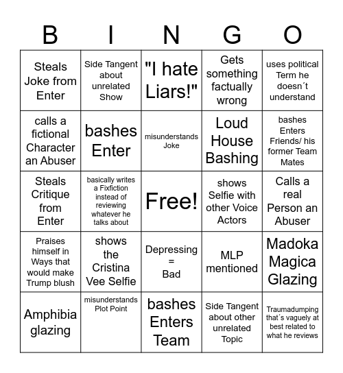 Star Giant Productions Bingo Card