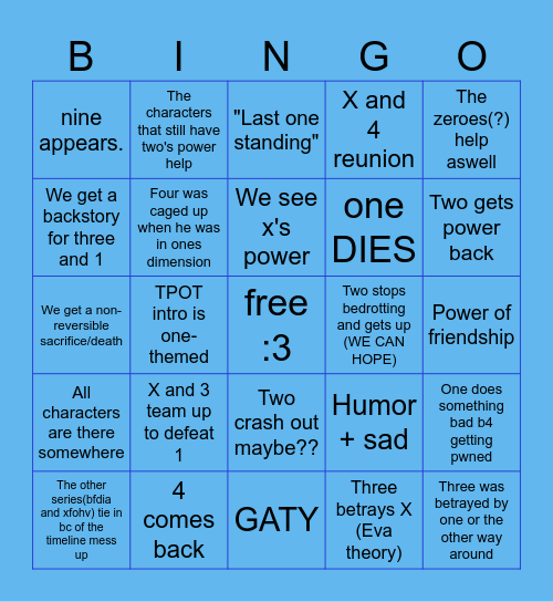 TPOT 20 bingo Card