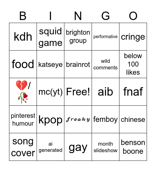kameroonies insta reels Bingo Card