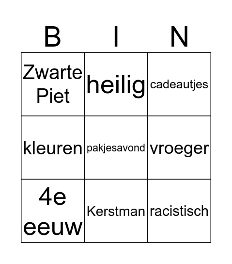 Sinterklaas Bingo Card