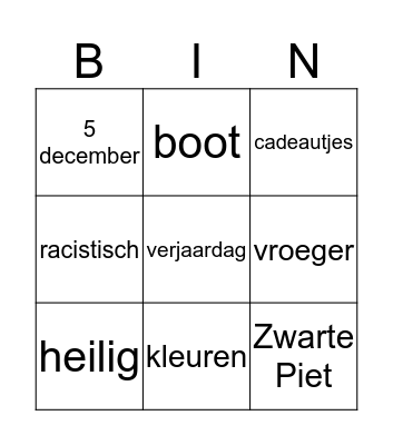 Sinterklaas Bingo Card