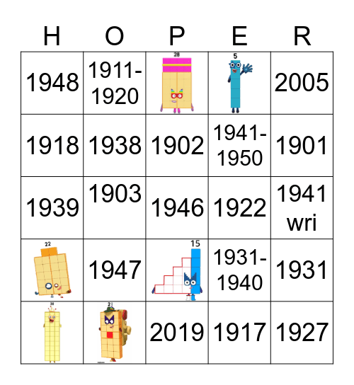 Number blocks Bingo Card
