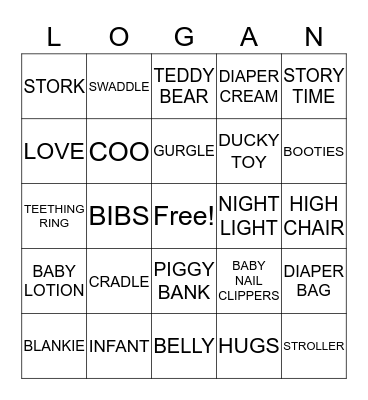 Baby Shower Gift Bingo Card