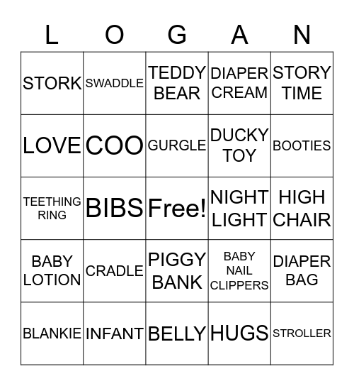 Baby Shower Gift Bingo Card