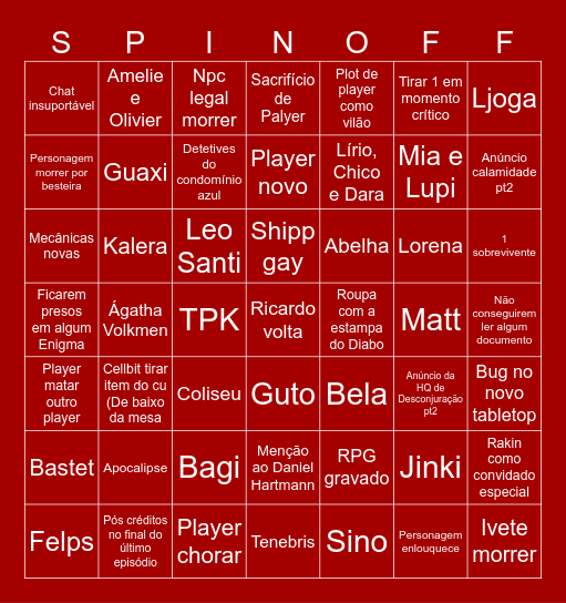 HEXATOMBE 🩸 Bingo Card