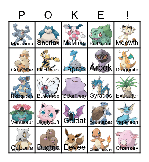 Pokemon Bingo! Bingo Card