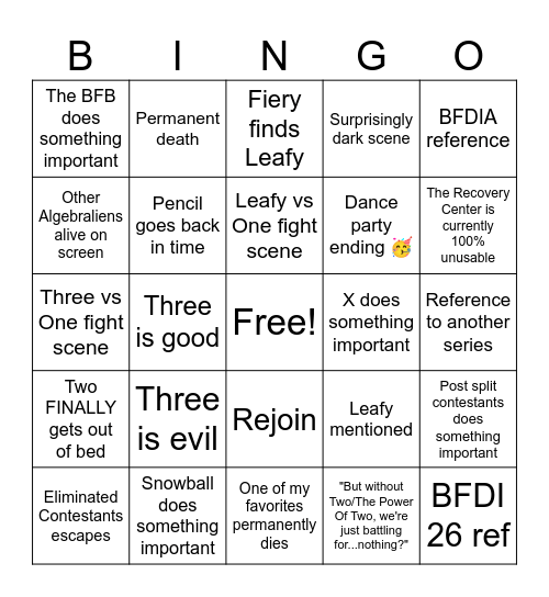 TPOT 20 BINGO Card