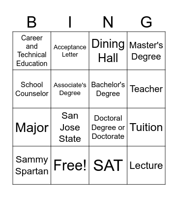 College & Career Day Bingo Card