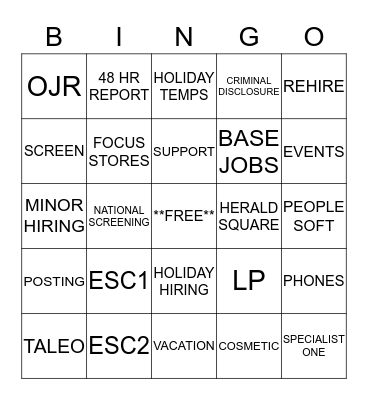 jINGLE BELLS BINGO Card