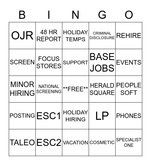 jINGLE BELLS BINGO Card