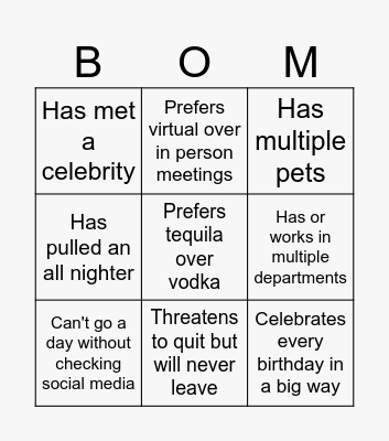 BOM Bingo Card