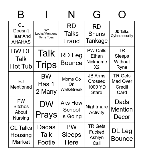 Untitled Bingo Card Untitled bingo card