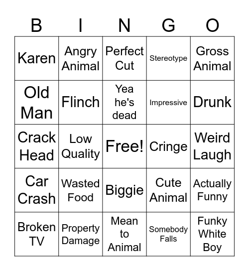 Unusual Memes Bingo Card