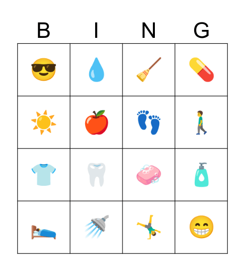 Higiene e autocuidado Bingo Card