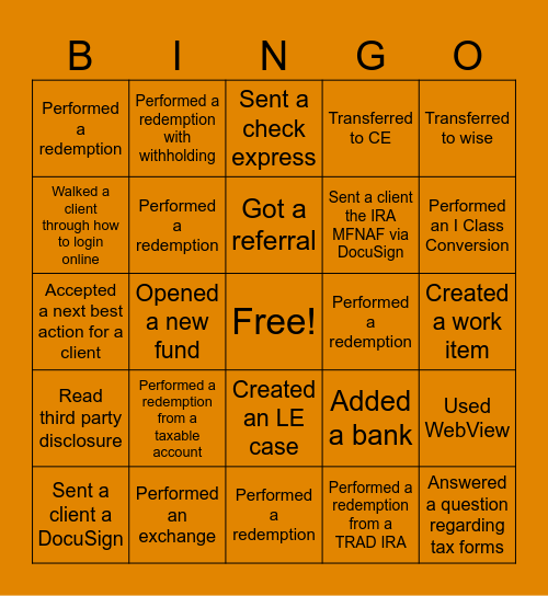 The Belveal Bunch Bingo Card