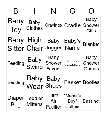 ROYAL BABY SHOWER BINGO Card