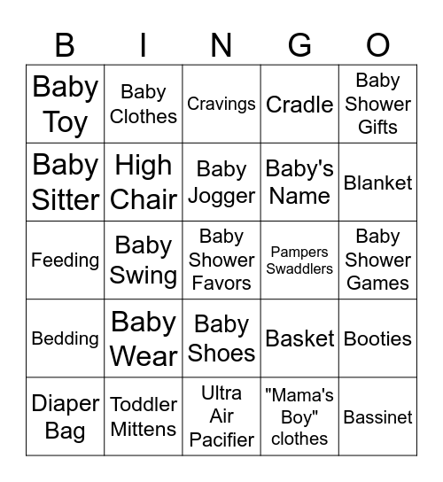 ROYAL BABY SHOWER BINGO Card