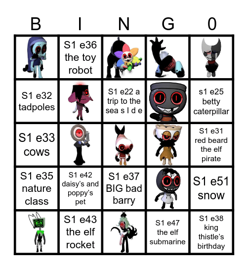 Dandy’s world Bingo Card