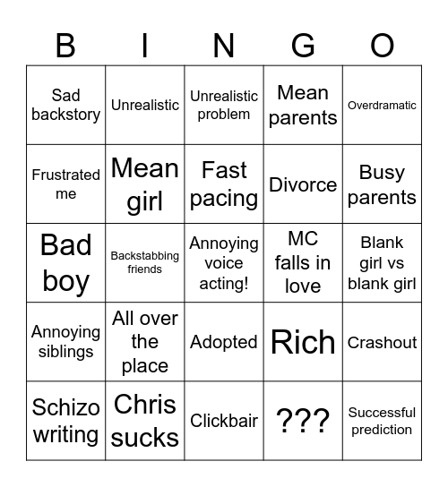 Tim tin Bingo Card