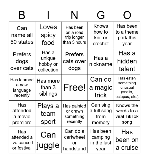 Family Reunion Bingo Card
