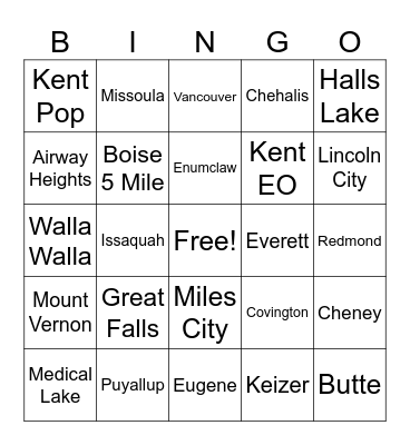ZIPLY BINGO Card