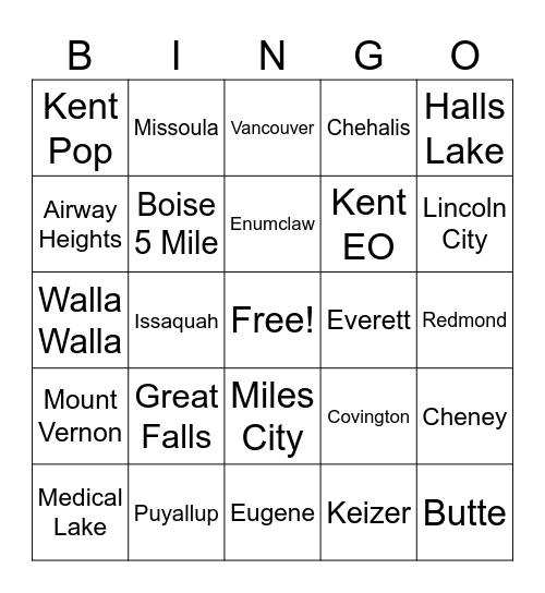 ZIPLY BINGO Card