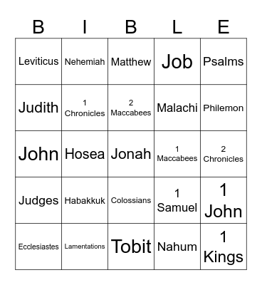 Catholic Books of the Bible Bingo Card